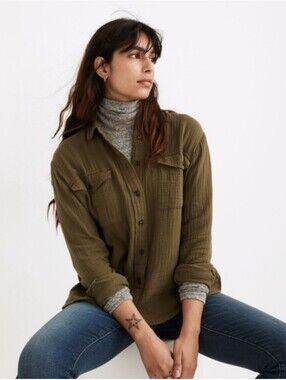 Madewell Lightspun Flap-Pocket Oversized Ex-Boyfriend Shirt Preloved XL